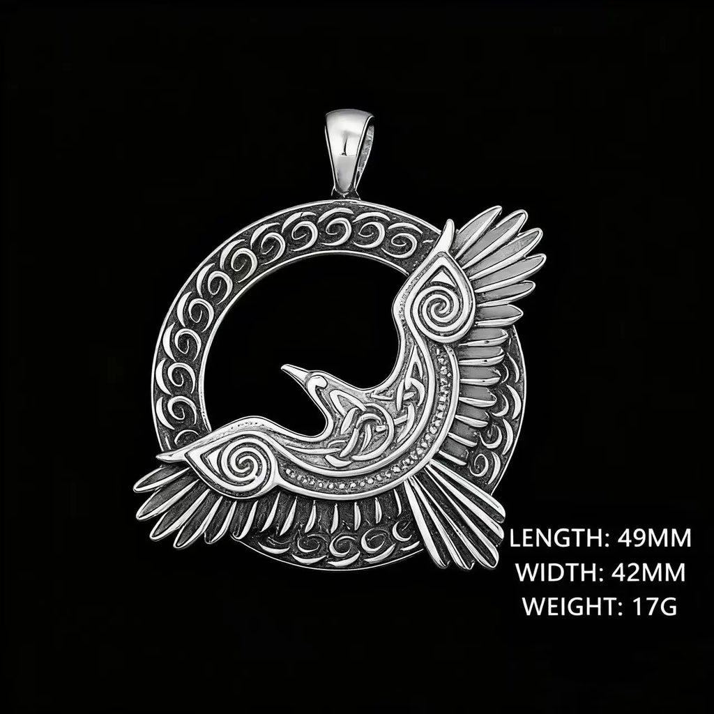 Odin Steel Pendant Viking Raven Norse Huginn