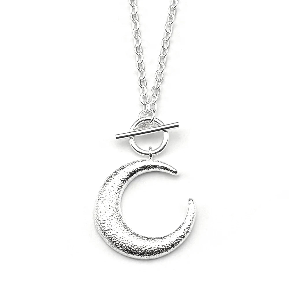 Moon Silver Pendant Sterling Crescent Toggle Choker