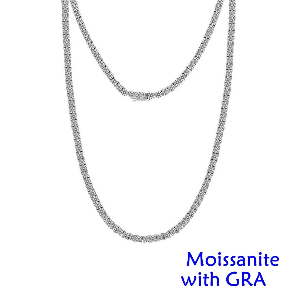 S925 Stering silver D VVS1 Moissanite Tennis Necklace 3/4/5/6mm GRA for Women Man Jewellery Zircon