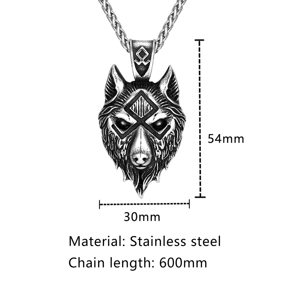 Odin's Wolves Valknut Pendant Necklace — Steel