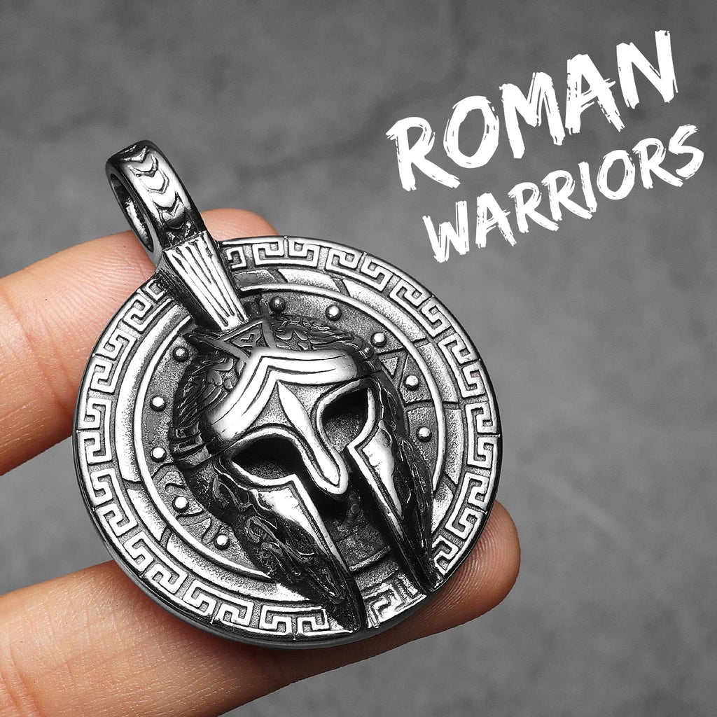 Roman Warrior Stainless Steel Pendant Necklace