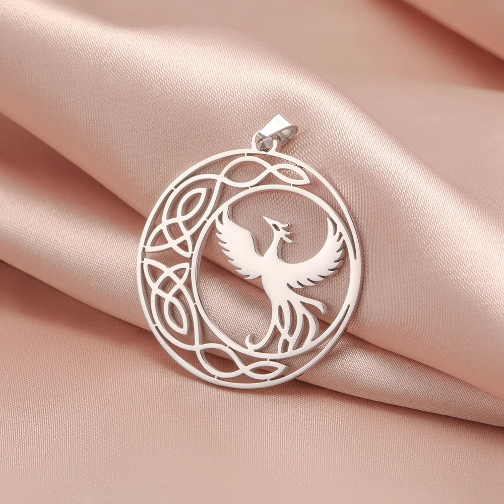 Dawapara Phoenix Pendant for Necklace Earrings Mythology Animal Stainless Steel Charms for Jewelry Making Religious Gift