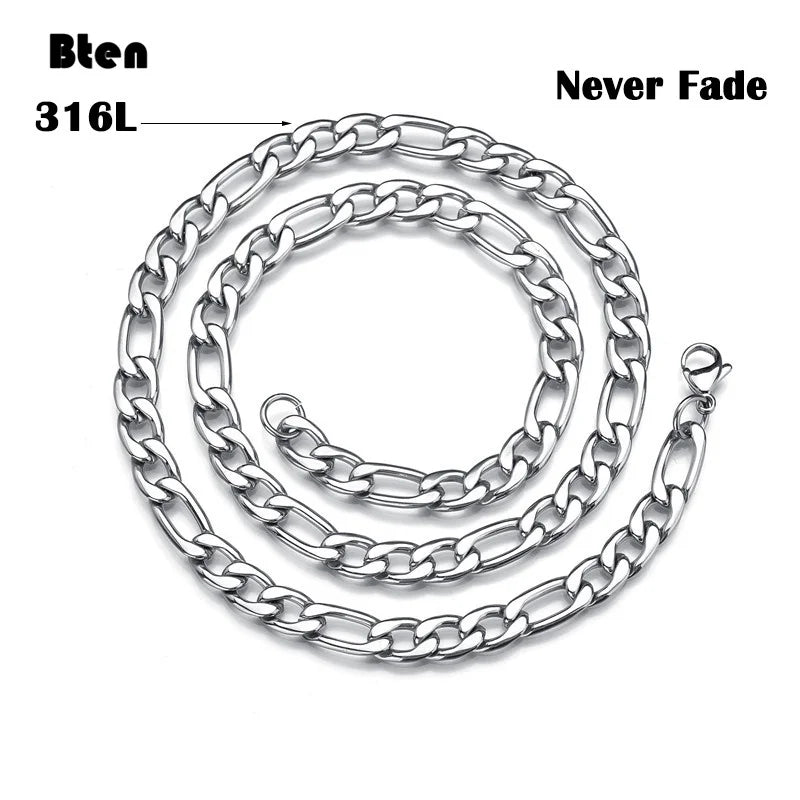 BTEN 2020 Fashion Classic Figaro Chain Necklace Men Stainless Steel Long Necklace For Men Women Chain Jewelry