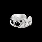Black Agate Jumping Spider Ring Personalized Electroplated Copper Animal Open Rings Adjustable Opening Fashion