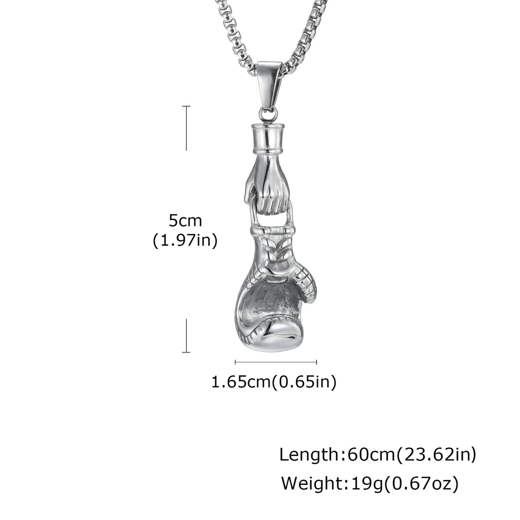 Retro Boxing Gloves Pendant Necklace — Stainless Steel