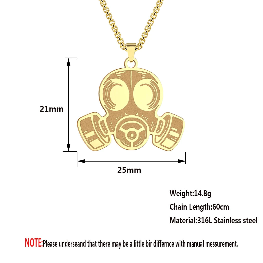 Todorova Stainless Steel Gas Mask Pendant Necklace For Women Men Punk Viking Medallion Neck Chain Charm Trendy Jewelry Gift