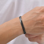 Black Byzantine Braided Bracelet — Stainless Steel