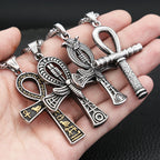 Vintage Stainless Steel Ancient Egyptian Ankh Cross Pendant Necklaces For Men Women Fashion Eye Of Horus Amulet Jewelry