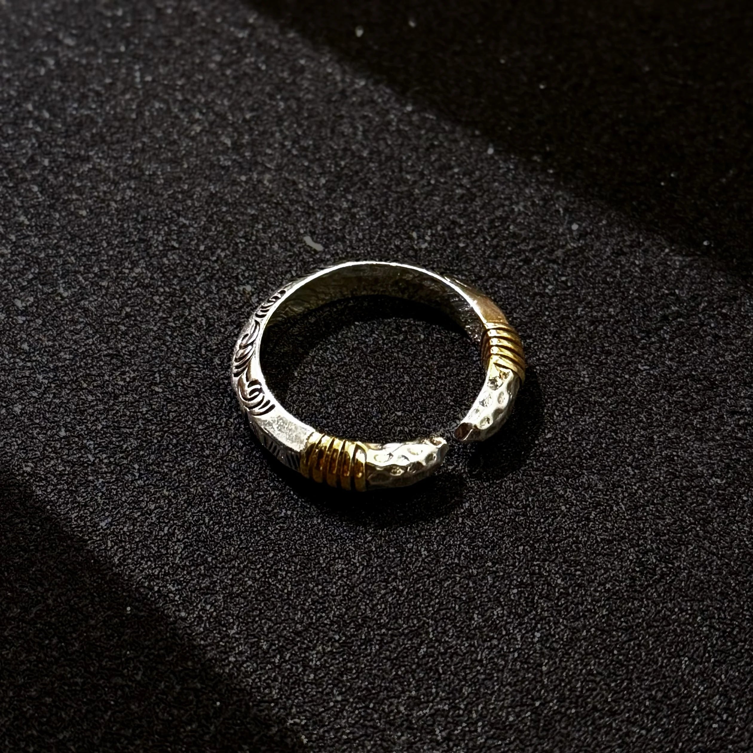 Retro Tang Grass Pattern Spearhead Adjustable Open Ring For Men Silver-plated Copper Punk Gothic Edgy Jewelry Accessories Gift