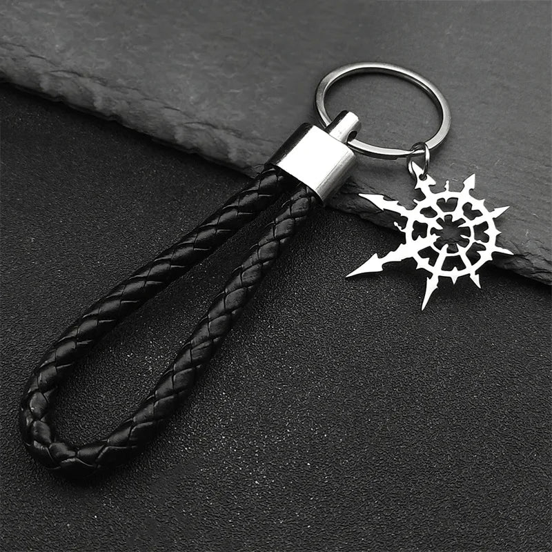 Gothic Silver Boomerang Keychain — Stainless Steel