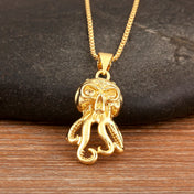 Octopus Iced Out Two-Tone Necklace Pendant Chain