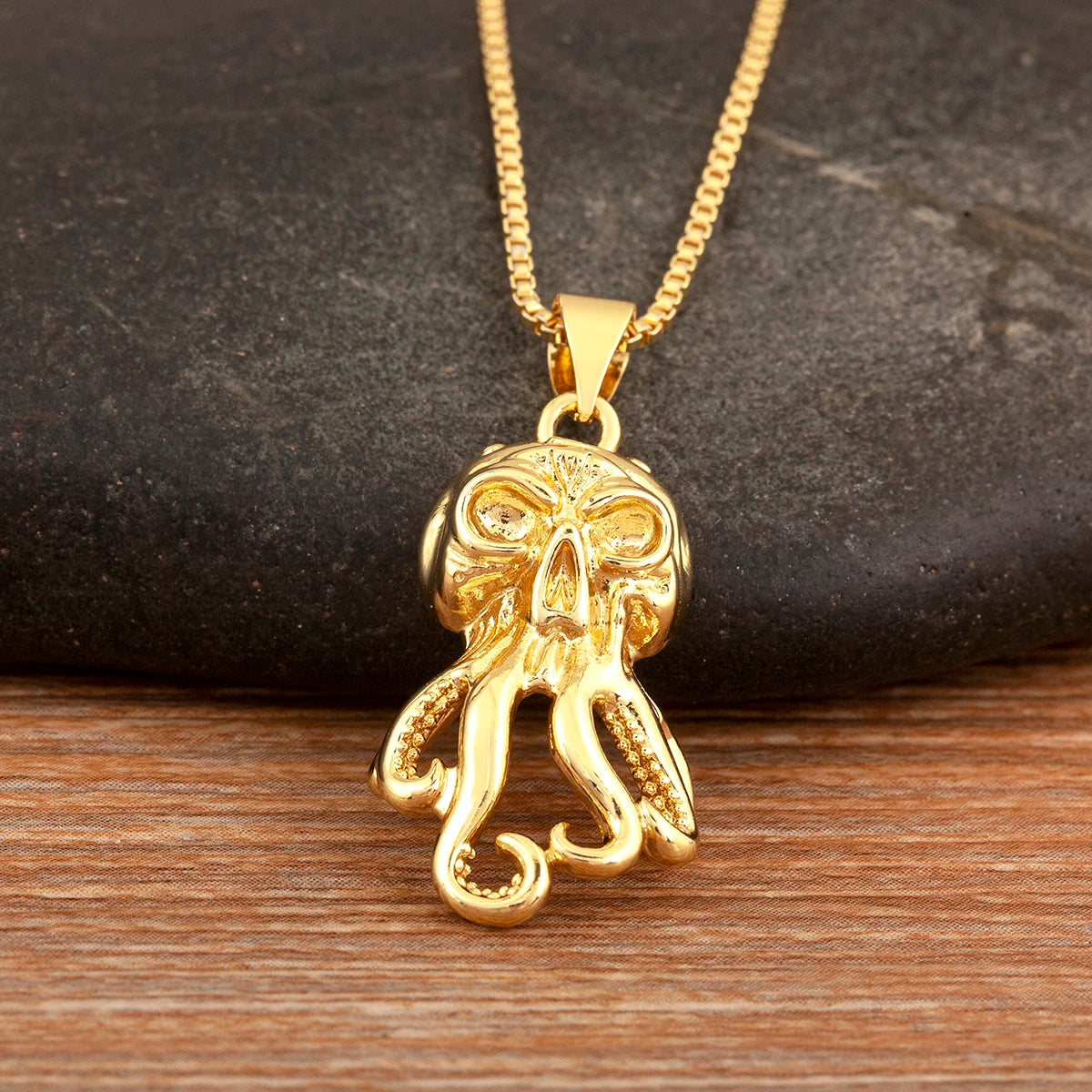 Nidin Trendy Cool Style Octopus Shape Charm Pendant Necklace For Female Male Copper Inlaid Zircon Jewelry Daily Party