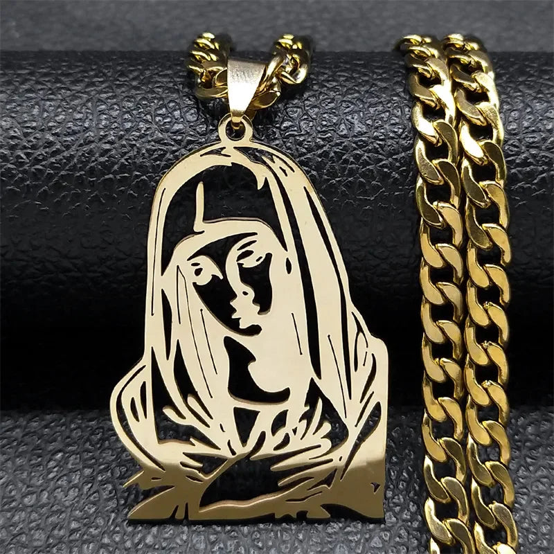 Hip Hop Punk Crown of Thorns Jesus Cross Necklace for Men Stainless Steel Gold Plated Crucifix Pendant Necklaces