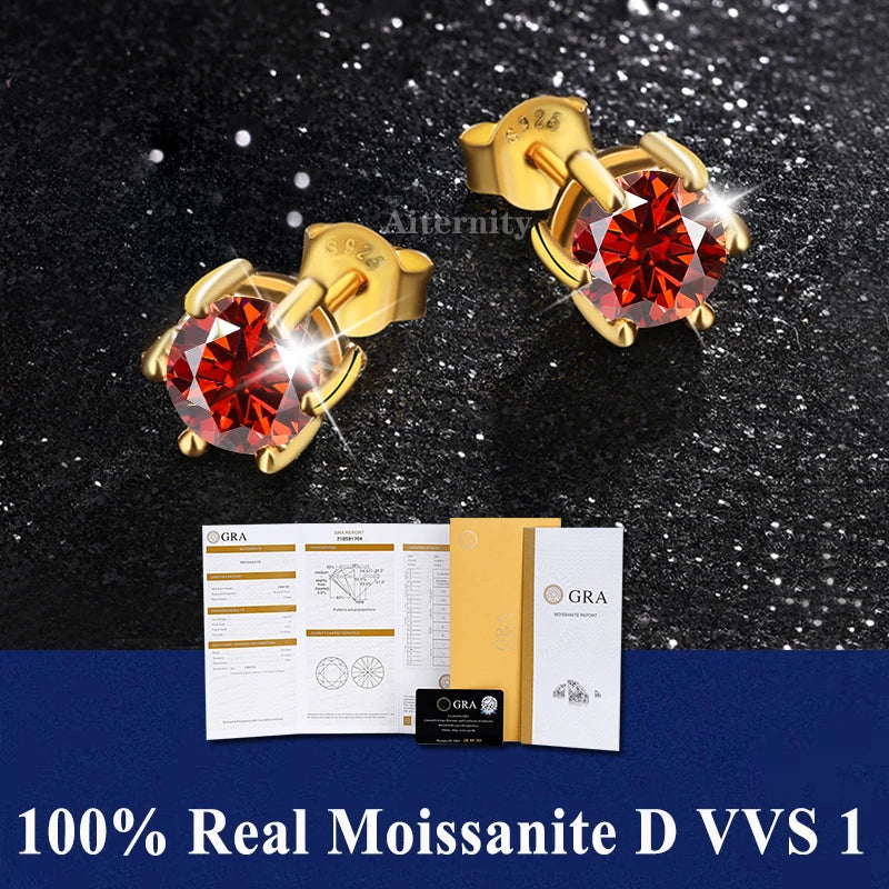 Moissanite Studs Earrings Pass Diamond tester Pen For Men Women 18K Platinum Plated Bride Wedding Gemstone 925 Silver Earrings