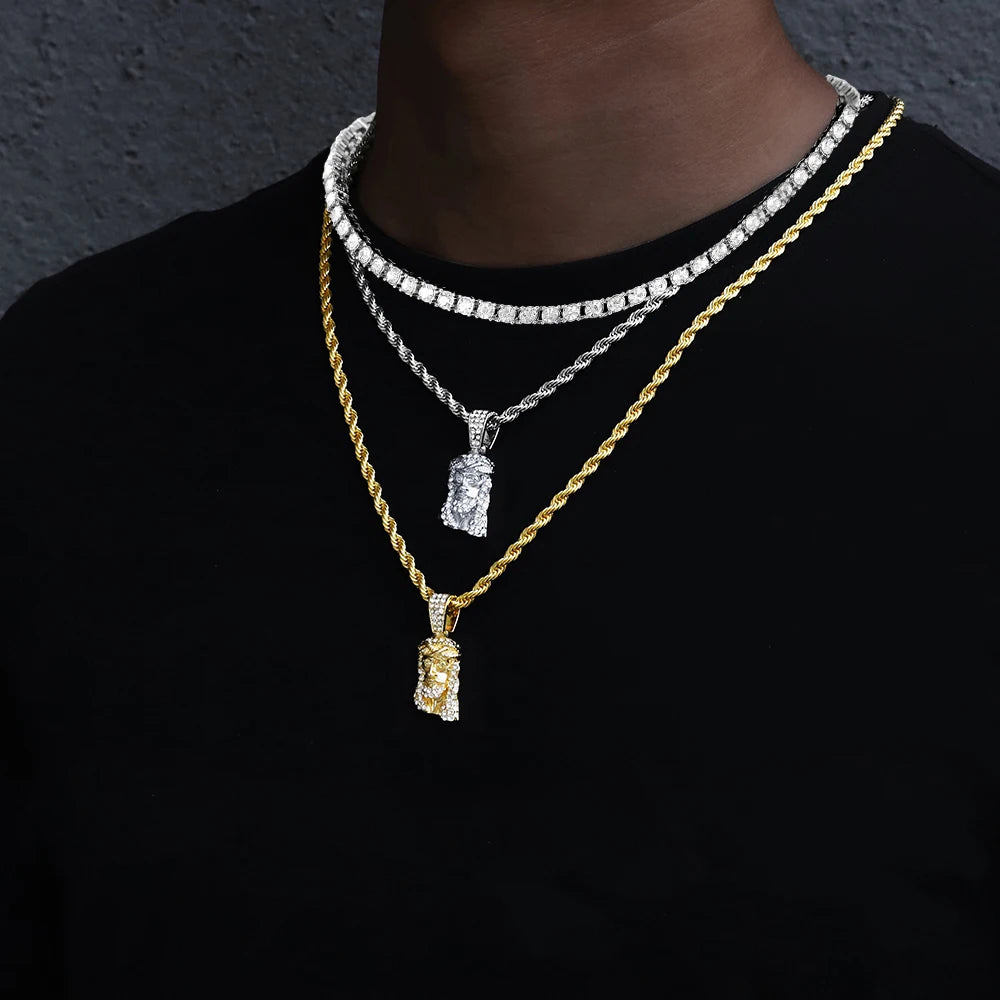 Iced Out Jesus Pendant Rope Tennis Set