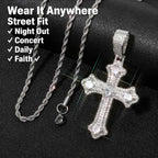 Iced Out Cross Pendant Necklace Jesus CZ