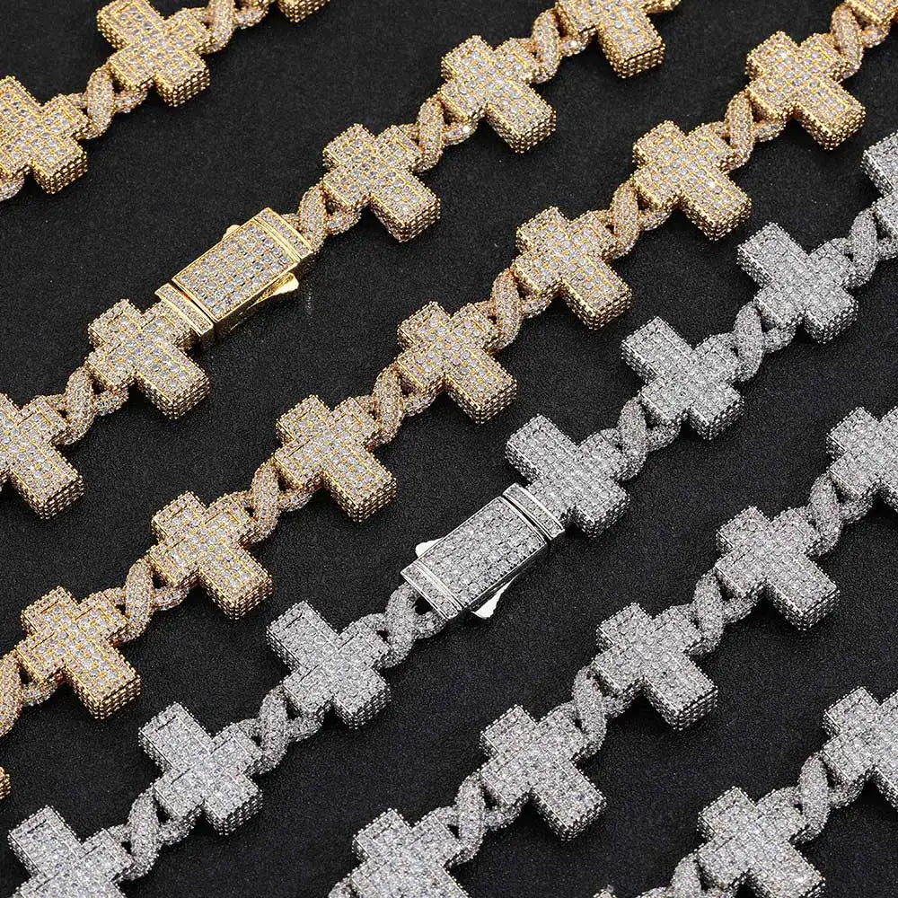 Iced Out Cross Infinity Bracelet CZ Cuban