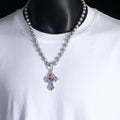 Cross Pendant Necklace Iced Out Colorful CZ