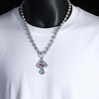 Cross Pendant Necklace Iced Out Colorful CZ