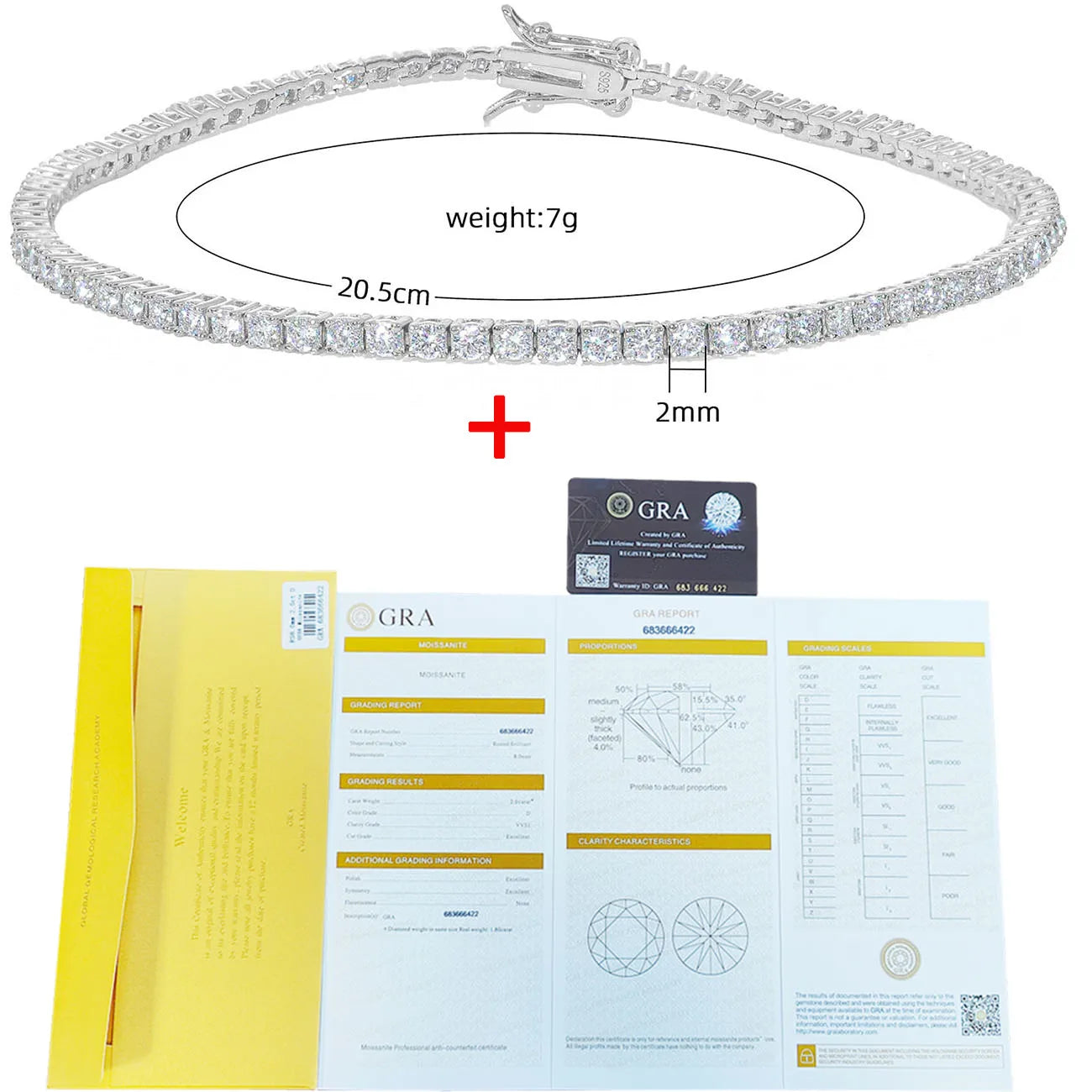 Moissanite Tennis Bracelet 2mm — Gold