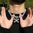 THE BLING KING Drake's Same 12mm CZ Beads Pendant Necklace For MenRound Cubic Zircon Iced Out Choker Luxury Rock Hip Hop Jewelry