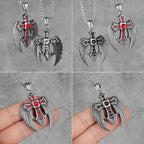 Red Black Cross Wings Men Long Necklaces Pendants Chain Punk for Boy Male Stainless Steel Jewelry Creativity Gift Wholesale