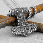 316L Stainless Steel Viking Thor Hammer Pendant Necklace Men Norse Viking Celtic Odin Raven Necklace Amulet Jewelry
