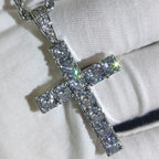 Iced Out Cross Pendant Necklace Stainless Steel CZ