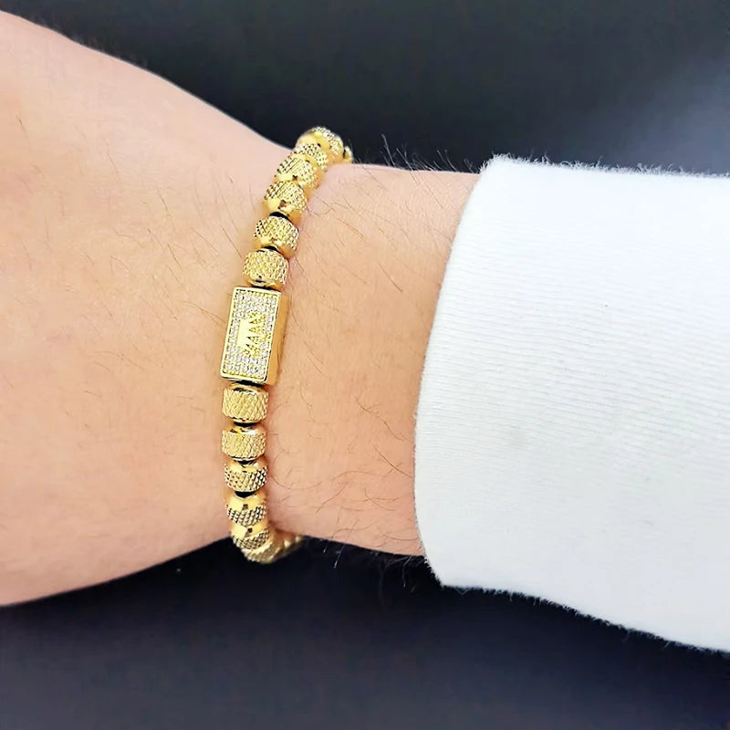 Crown Beads Charm Bracelet — Stainless Steel