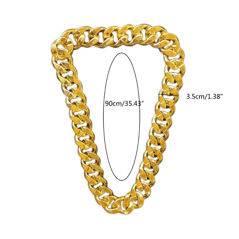 Hip Hop Gold Color Big Acrylic Chunky Chain Necklace For Men Punk Oversized Large Plastic Link Chain Men's Jewelry