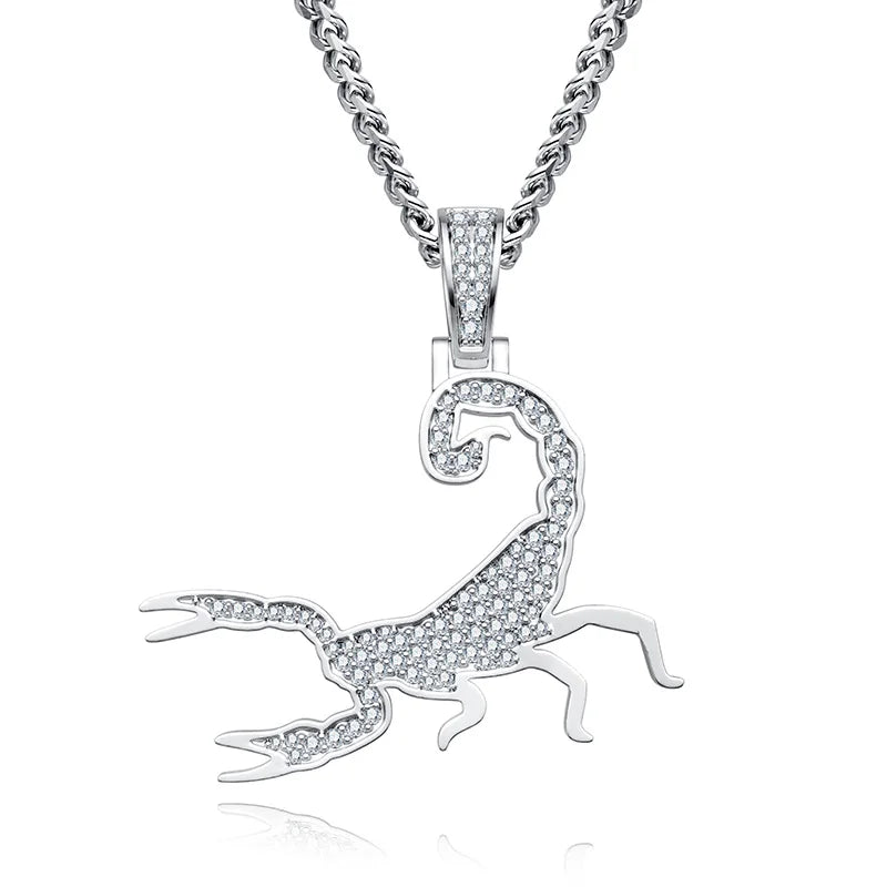 Iced Out Scorpion Pendant — 925 Silver