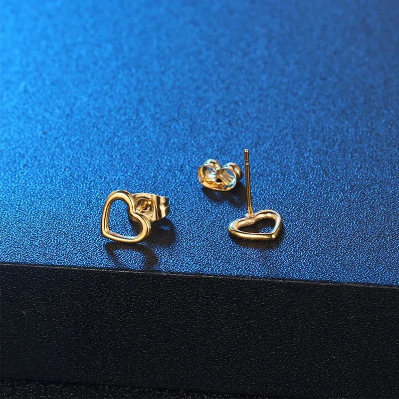 Love Heart Hollow Stud Earrings — Stainless