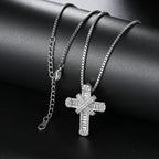 Iced Out CZ Cross Pendant — Stainless