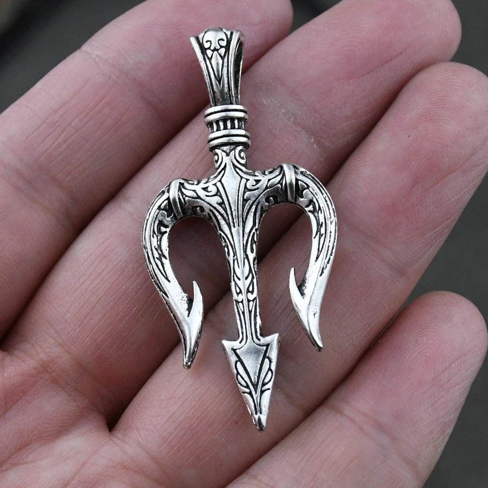 1pcs Men's Neptune Trident Pendant Necklaces Hip hop Boy Gifts Accessory with Stainless Steel Chain Men Statement