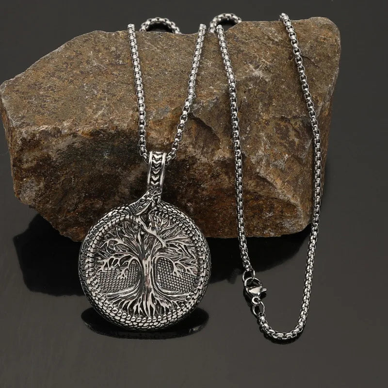 Vintage Viking Tree of Life Pendant Necklace — Two-Tone