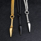 Gold Spear Pendant Necklace Box Chain Statement