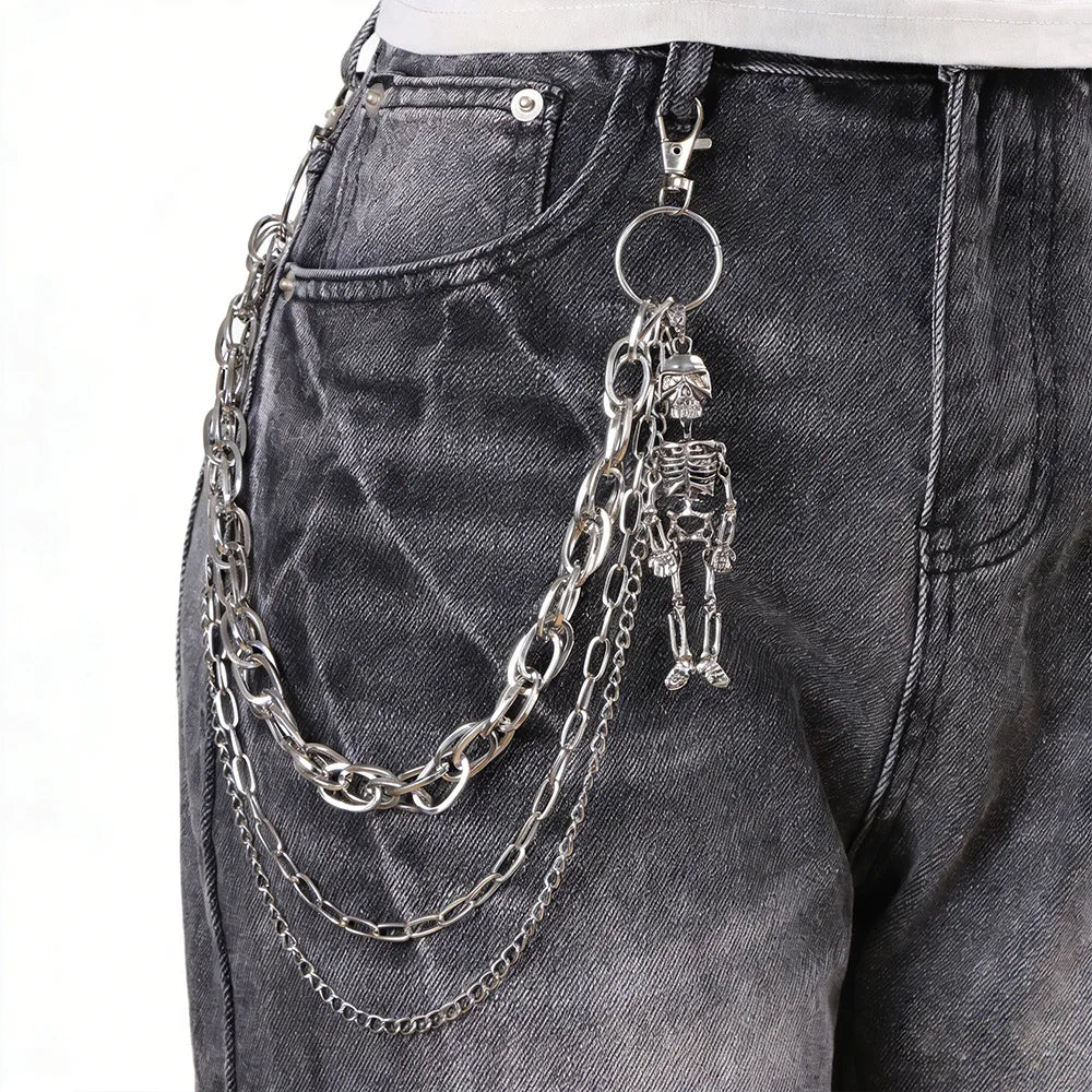 Skeleton Pendant Multi-Layer Pants Chain — Gothic Jeans Chain