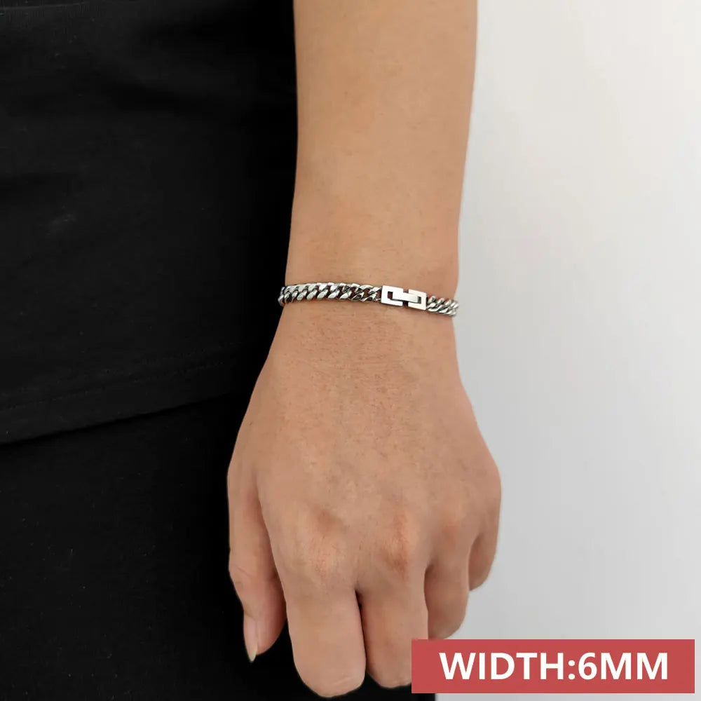 Stainless Steel Cuban Bracelet Miami Rectangle