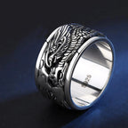 Original design Thai silver carved dragon men's ring retro domineering rotatable business style light luxury jewelry