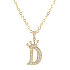 Crown Initial Letter Pendant Necklace — Copper