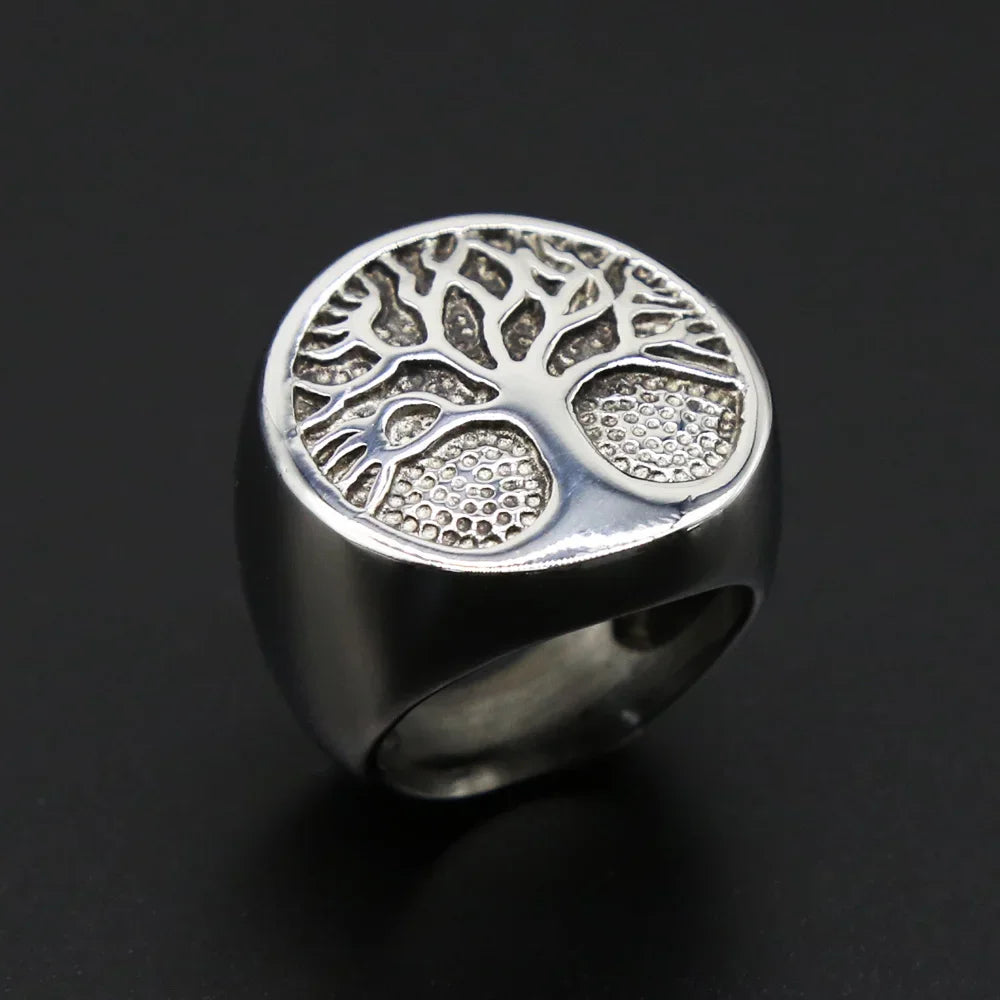 Viking Tree of Life Amulet Ring for Men — Stainless Steel