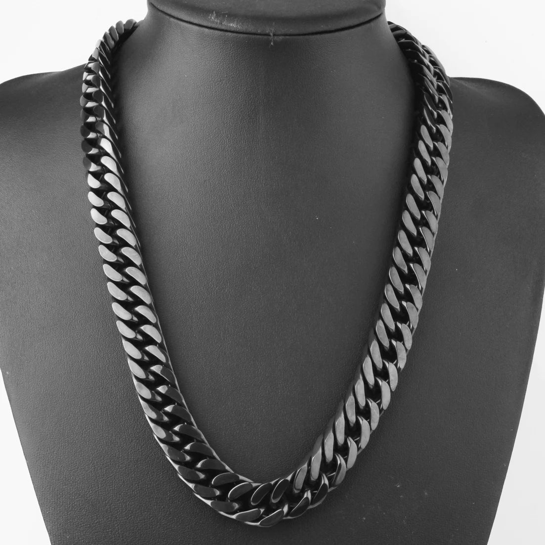 Cuban Black Chain 10-17MM Width Necklace Solid