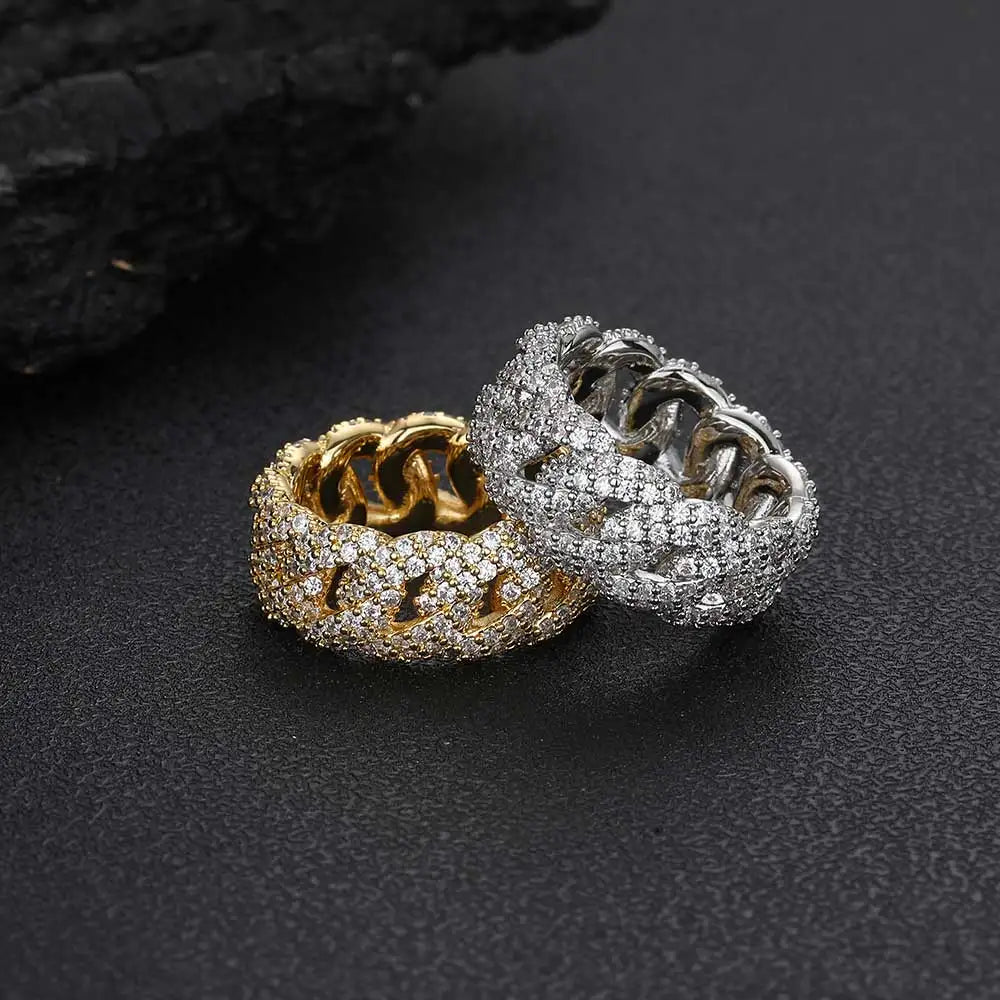 Iced Out Ring Stainless Steel Mesh CZ