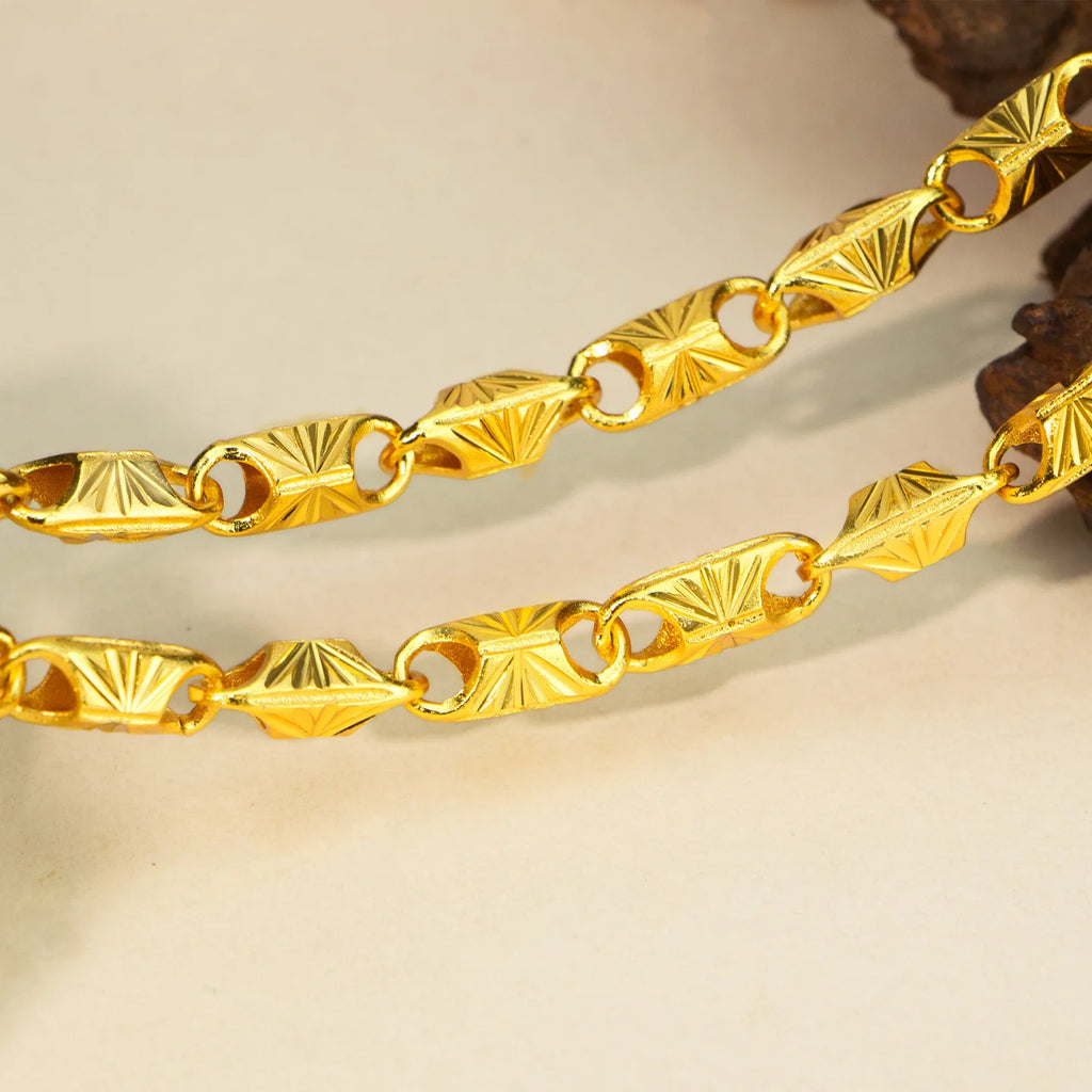 New luxury real gold jewelry 24k certifid square necklace men's elegant simple clavicle chain gifts for boyfriend