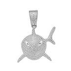 Big Size Shark Pendant Necklace For Men Hip Hop Bling Jewelry With 13mm Iced Out Rhinestone Miami Cuban Chain Fashion
