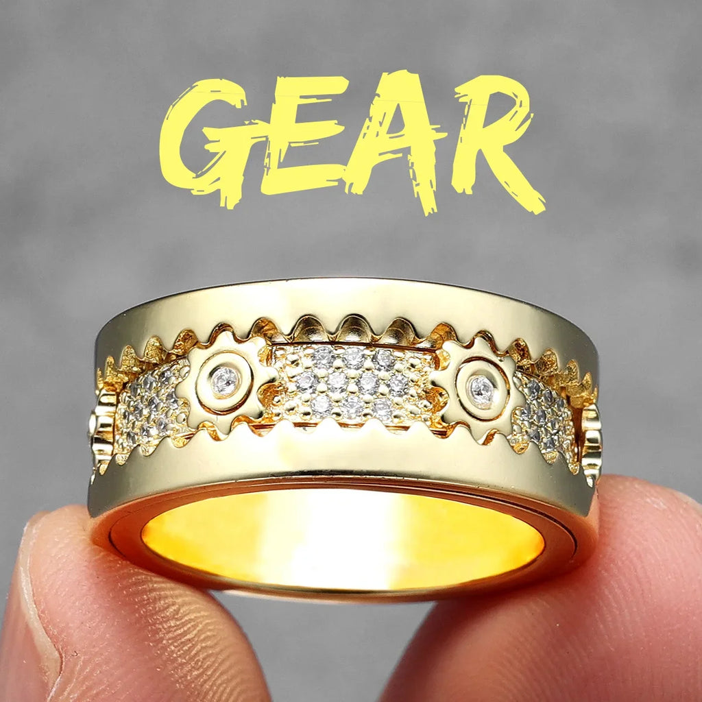 Fidget Spinner Gemstone Ring — Stainless Steel