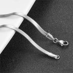 Flat Herringbone Snake Chain Necklace 4mm — Stainless Steel