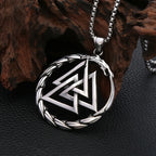 Dragon Valknut Pendant — Stainless Steel
