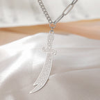 EUEAVAN 1pc Islamic Imam Ali Zulfiqar Sword Stainless Steel Pendant for Necklace Muslim Arabic Calligraphy Jewelry Making Gifts