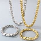 Classic Men's 4/6/8/10mm Wide Link Chain Bracelet Necklace Set for Man 6 Color Available 65CM Long Stainless Steel